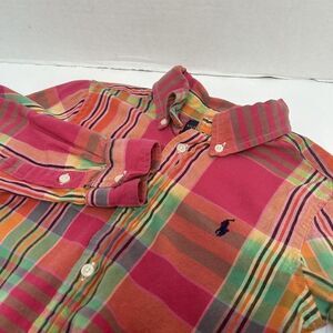 Ralph Lauren‎ Pink Multicolored Boys Madras Plaid Long Sleeve Cotton Shirt 4T/4